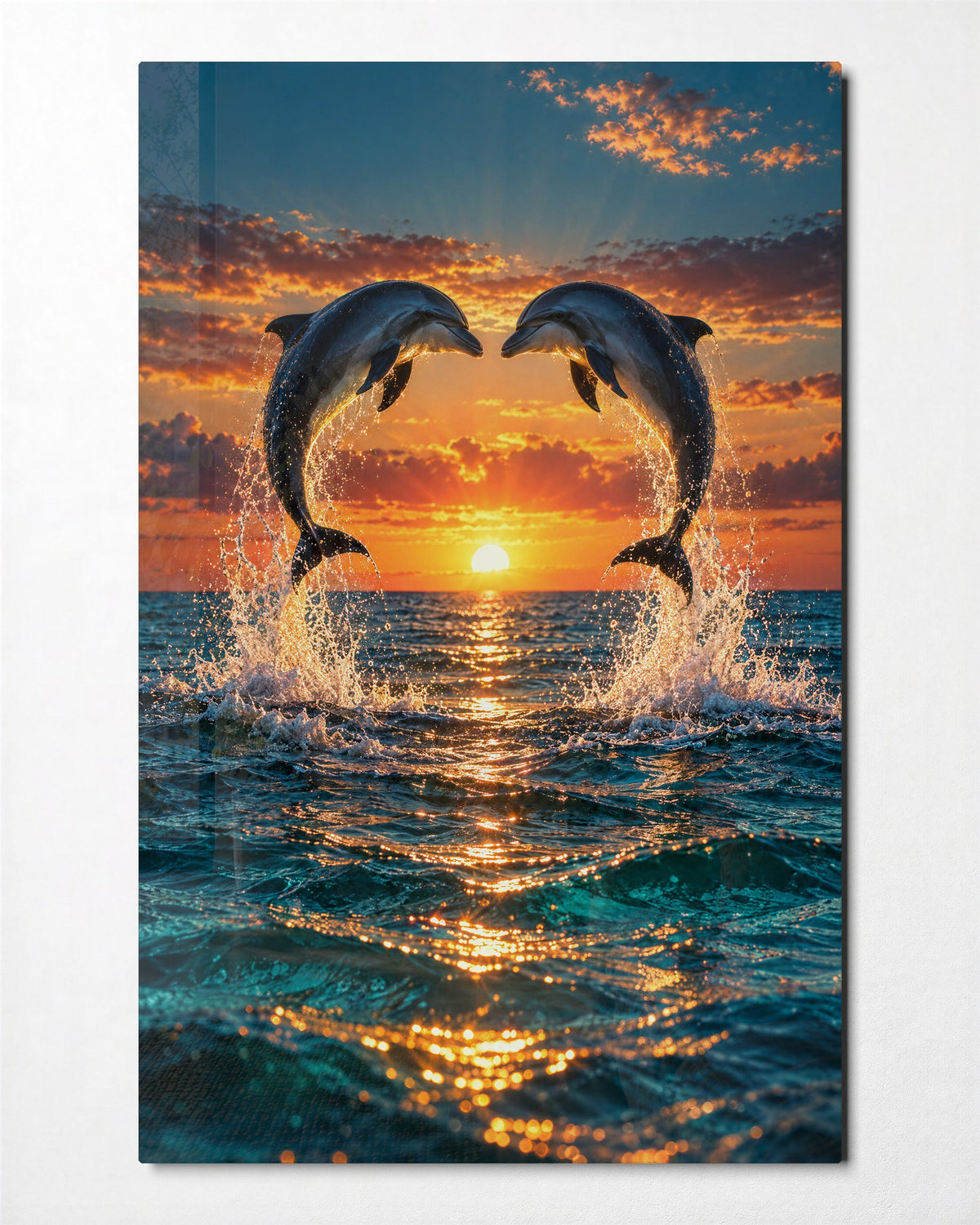 Heart of Water glass wall art, front view