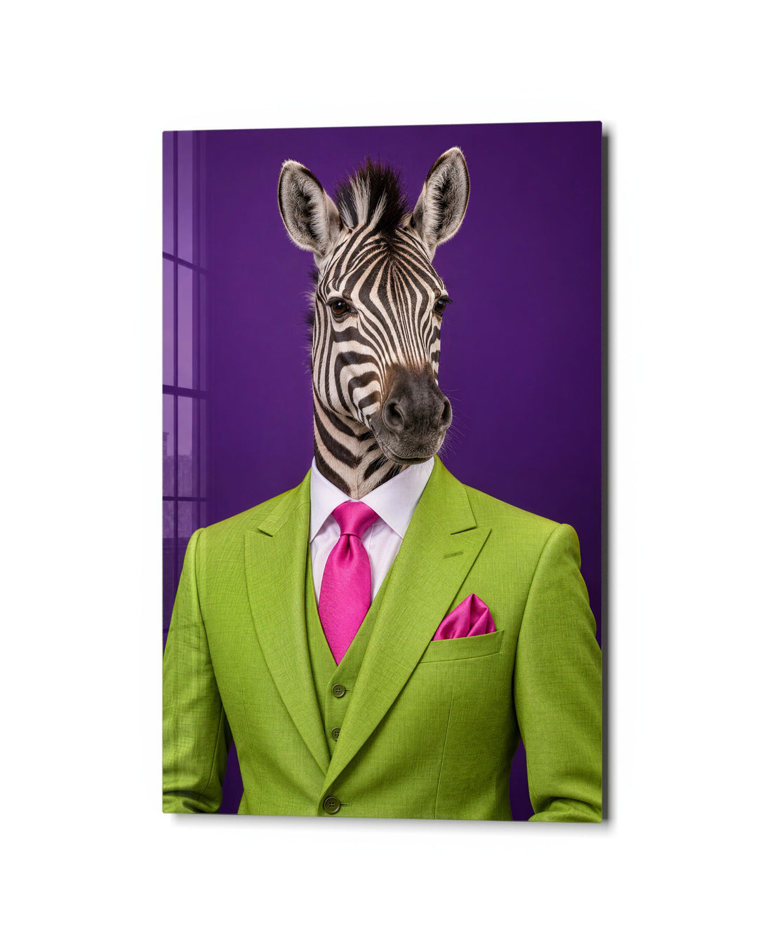 Dressed for the Occasion glass wall art, studio view