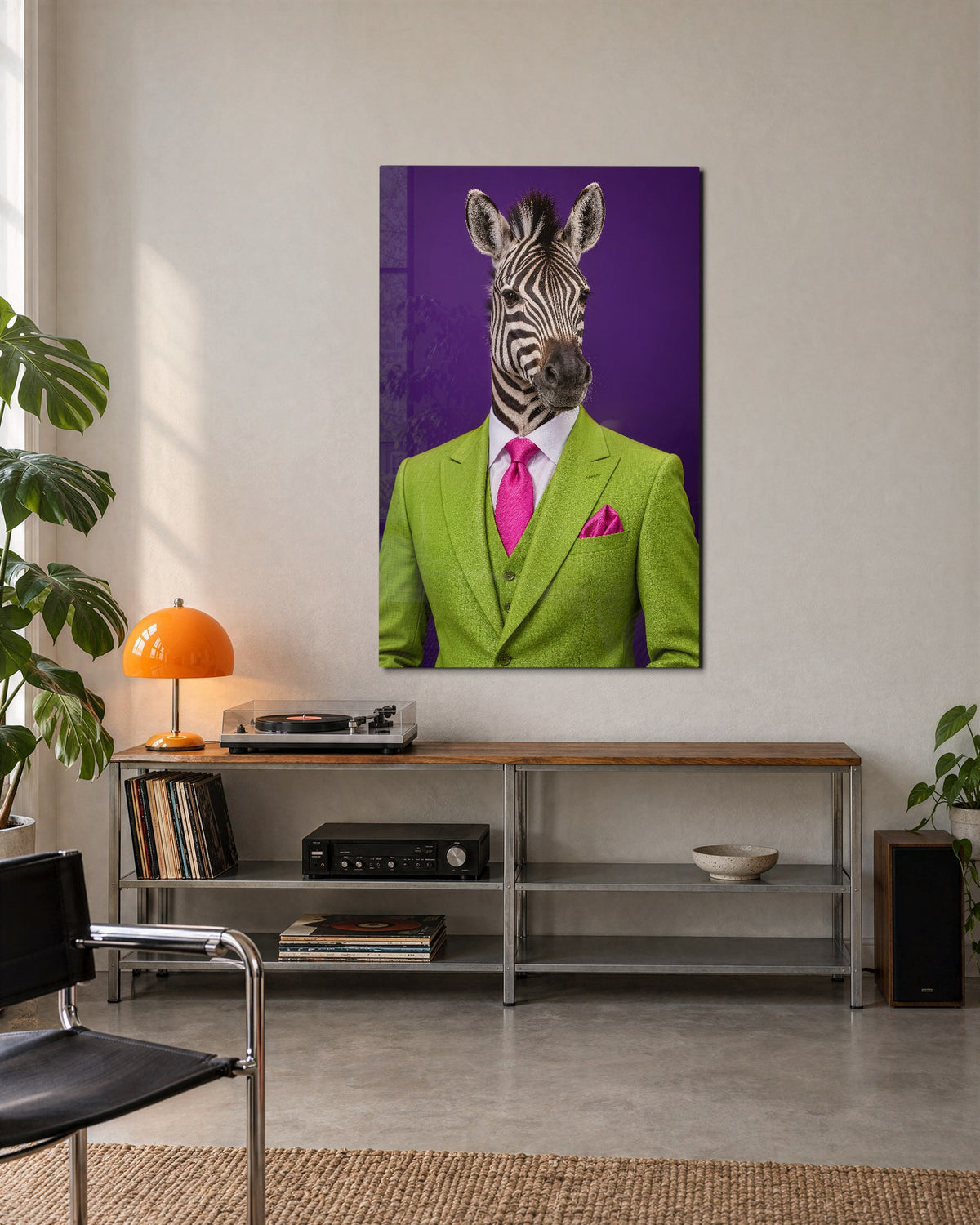 Dressed for the Occasion glass wall art, lifestyle view
