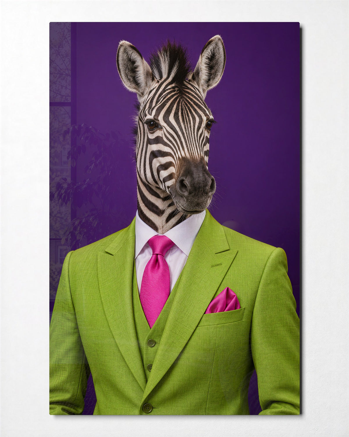 Dressed for the Occasion glass wall art, front view