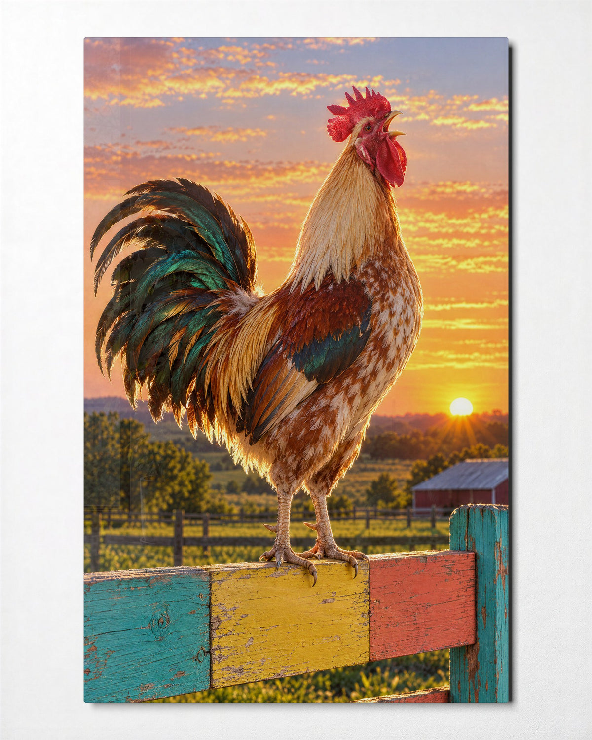 First Shift on the Farm glass wall art, front view