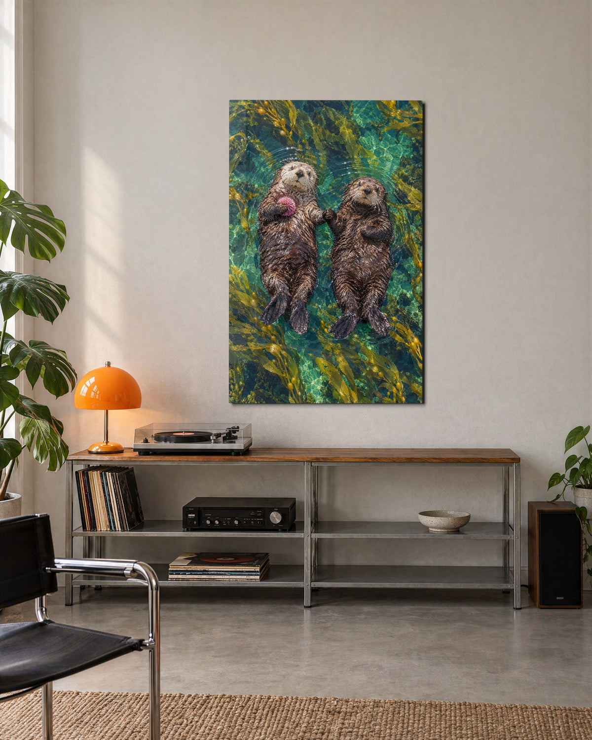 Paws Linked, Out at Sea glass wall art, lifestyle view