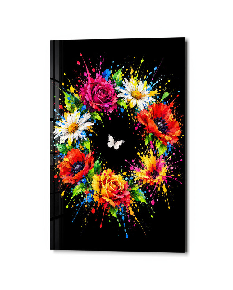 Garden in a Splash glass wall art, studio view