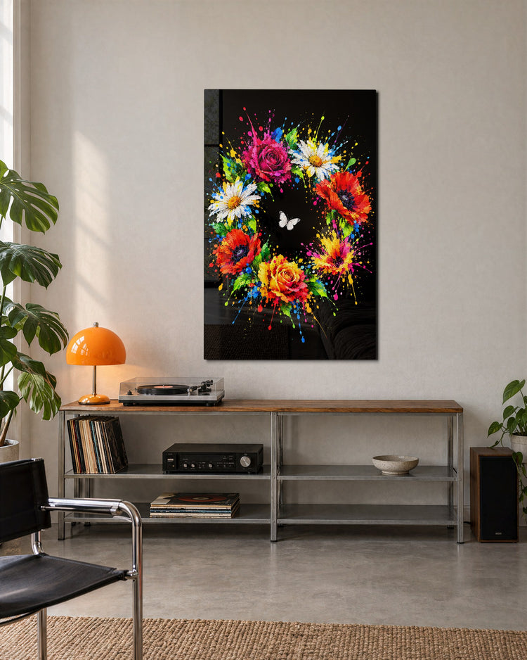 Garden in a Splash glass wall art, lifestyle view