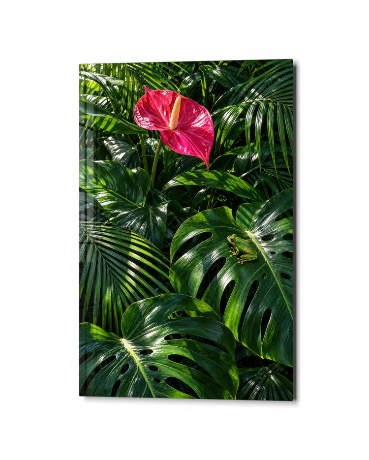 Tall Gloss, Tiny Frog glass wall art, studio view
