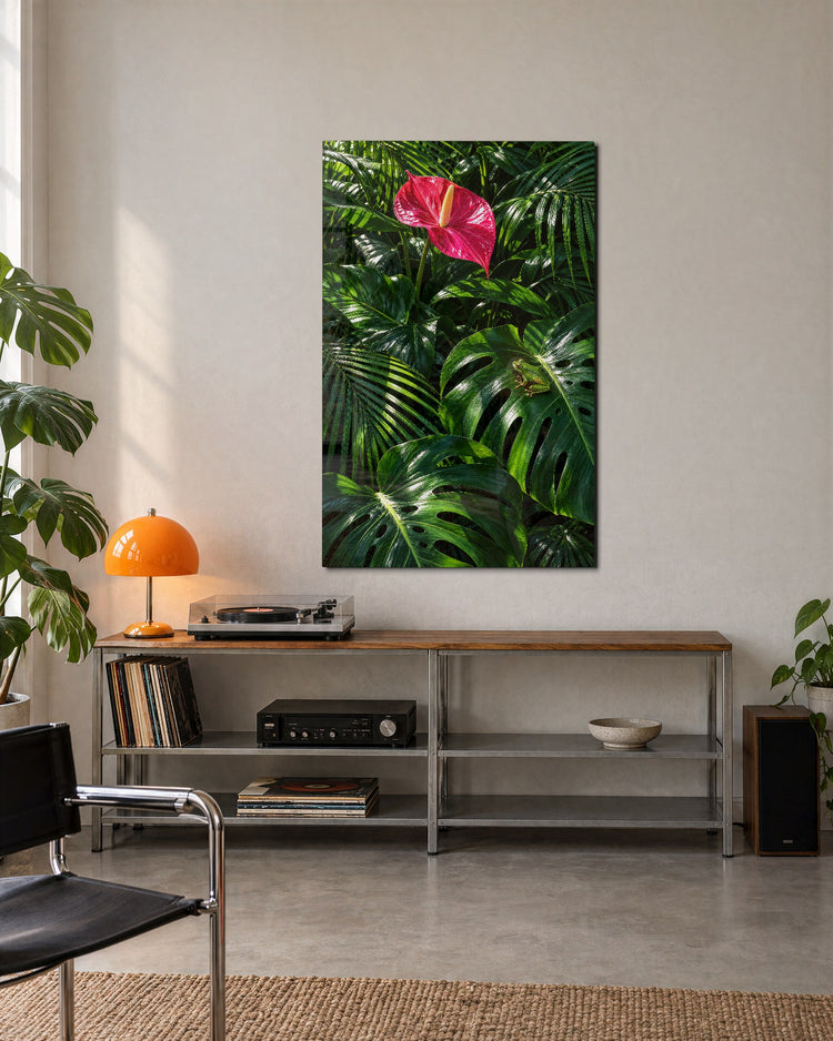 Tall Gloss, Tiny Frog glass wall art, lifestyle view