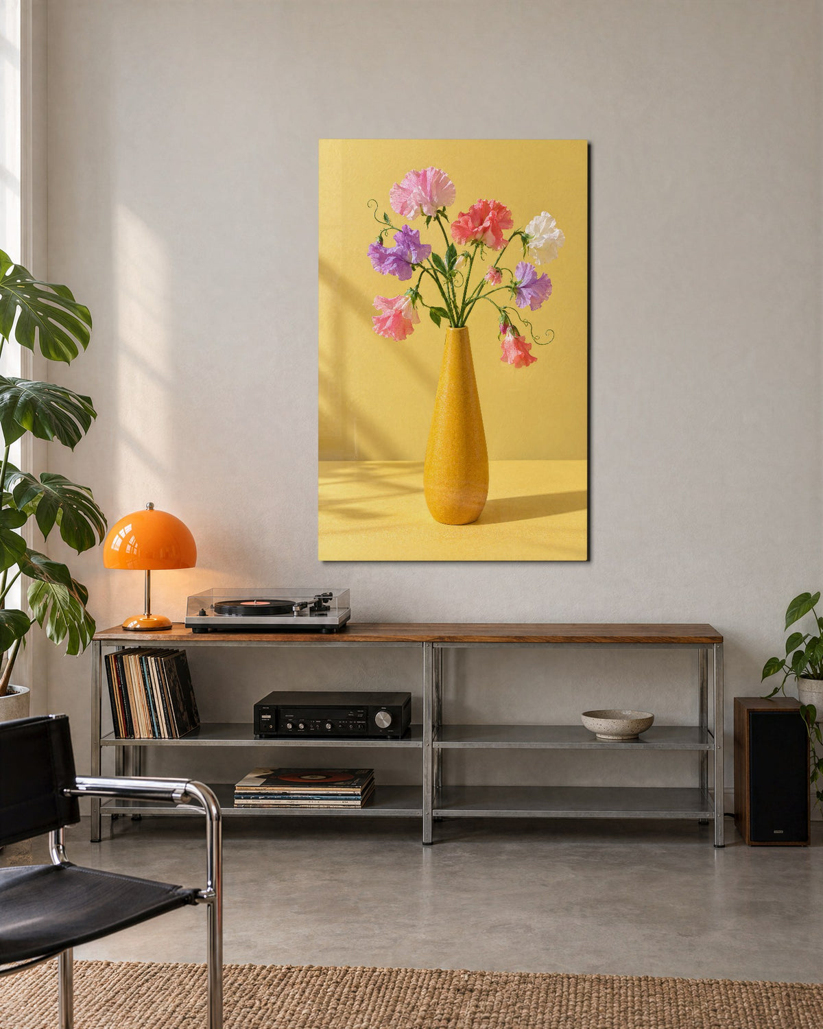 Tendrils and Soft Shadows glass wall art, lifestyle view