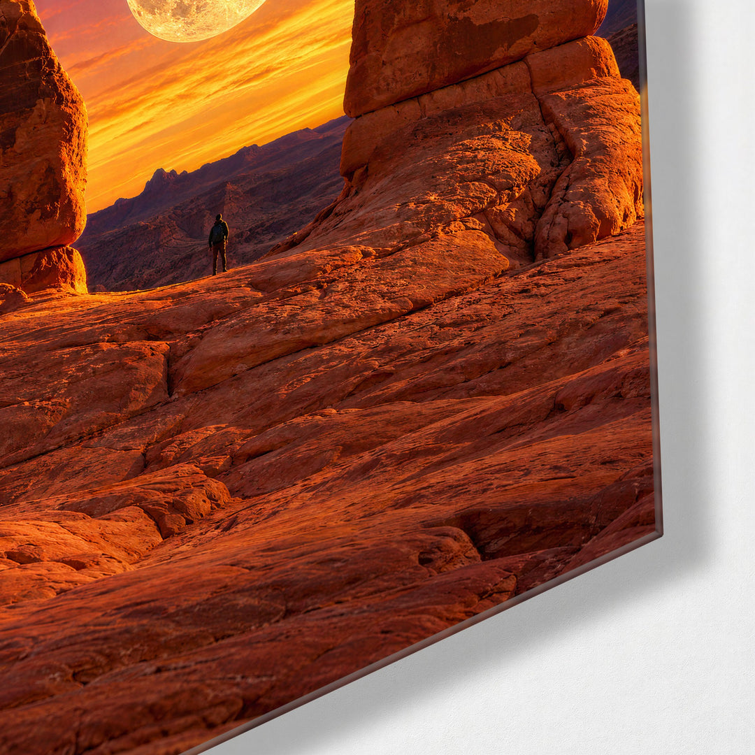 Moonrise, Perfectly Framed glass wall art, corner view
