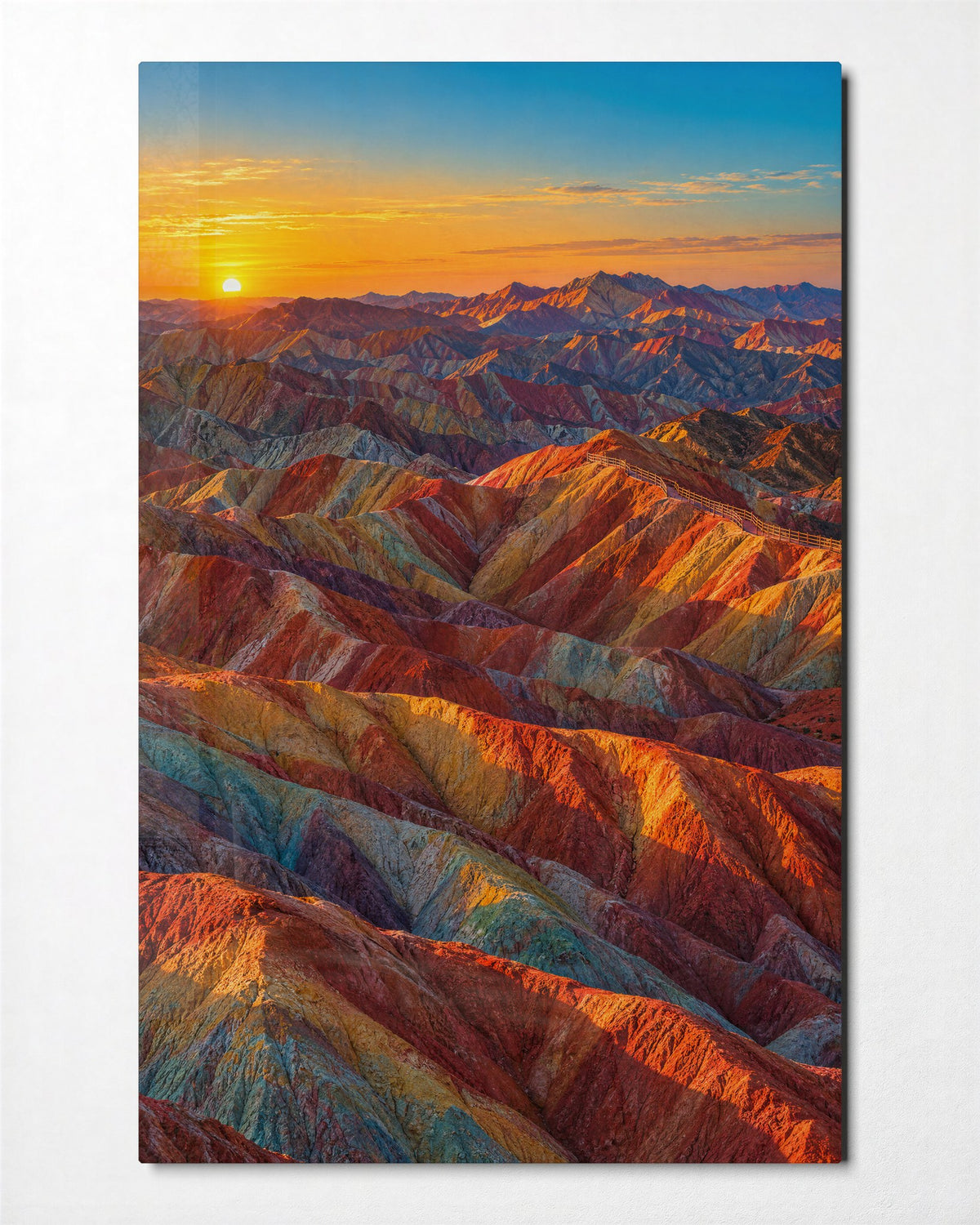 Stripes to the Horizon glass wall art, front view
