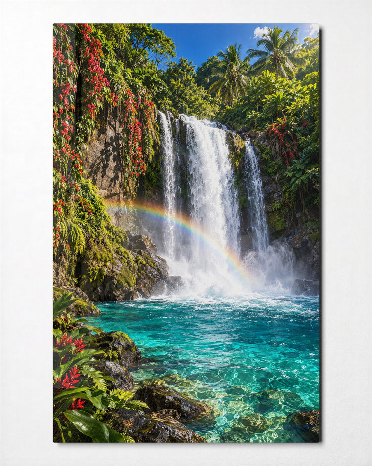 Mist, Then Spectrum glass wall art, front view