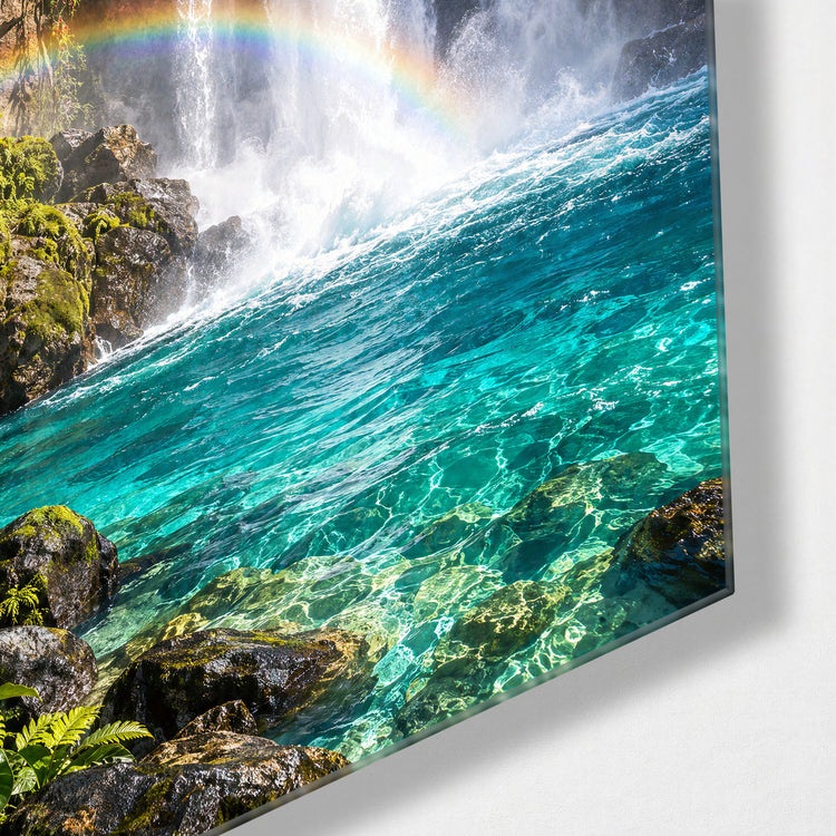 Mist, Then Spectrum glass wall art, corner view
