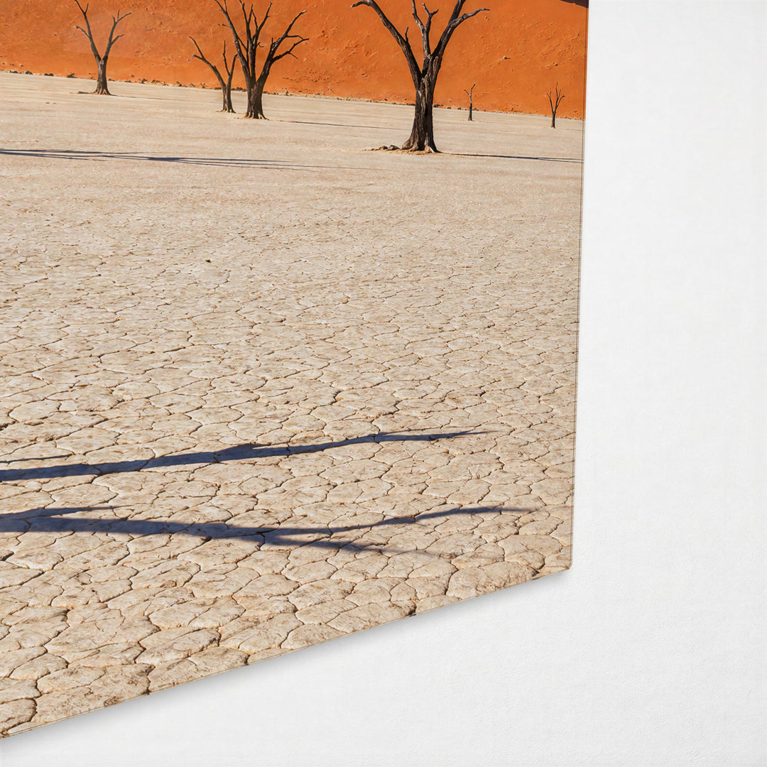 Bare Trees, Giant Dune glass wall art, corner view