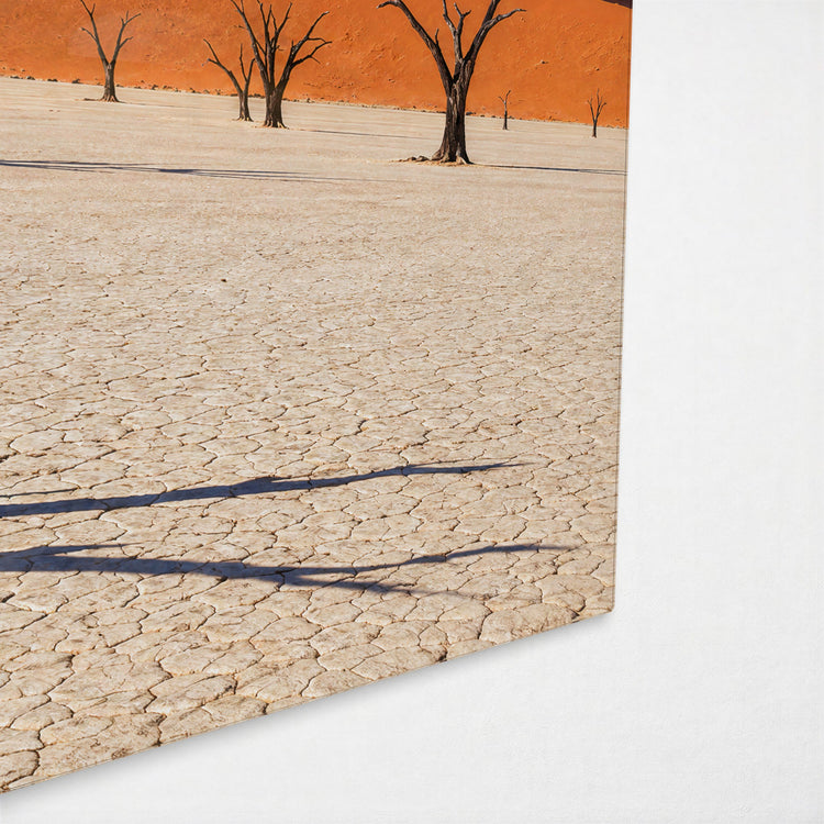 Bare Trees, Giant Dune glass wall art, corner view
