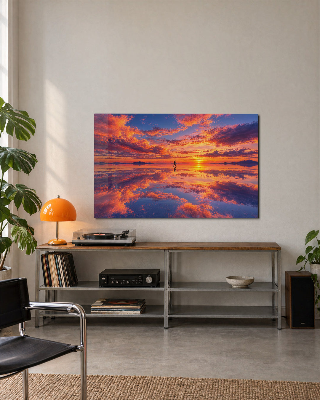 Salt Flat, Sky Doubled glass wall art, lifestyle view