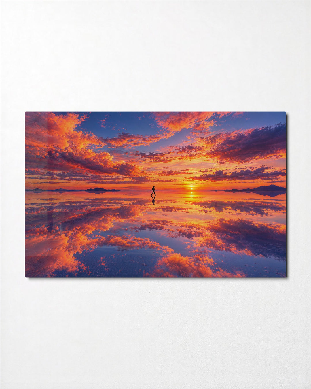 Salt Flat, Sky Doubled glass wall art, front view