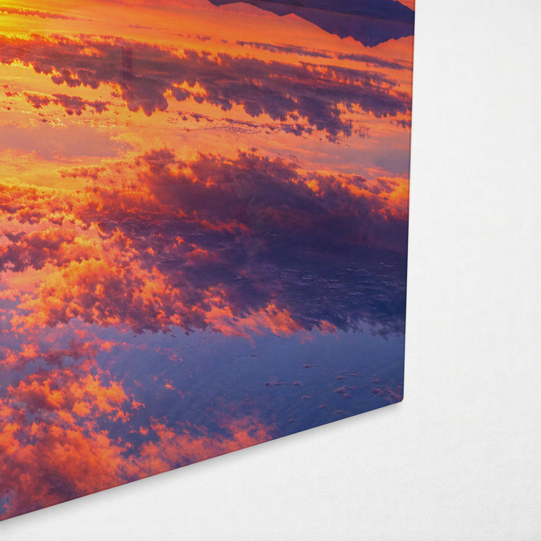 Salt Flat, Sky Doubled glass wall art, corner view