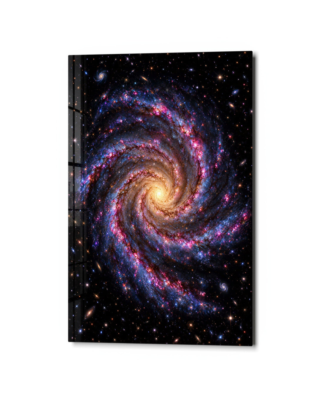A Galaxy Takes Its Time glass wall art, studio view