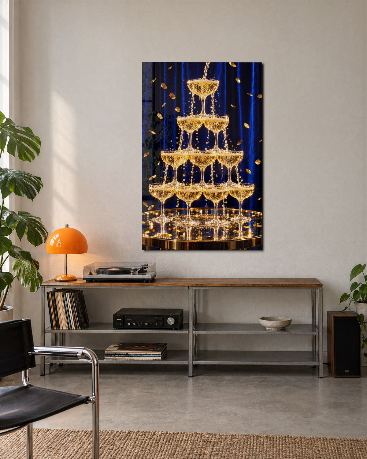 Pour Decisions glass wall art, lifestyle view