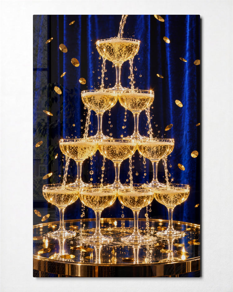 Pour Decisions glass wall art, front view