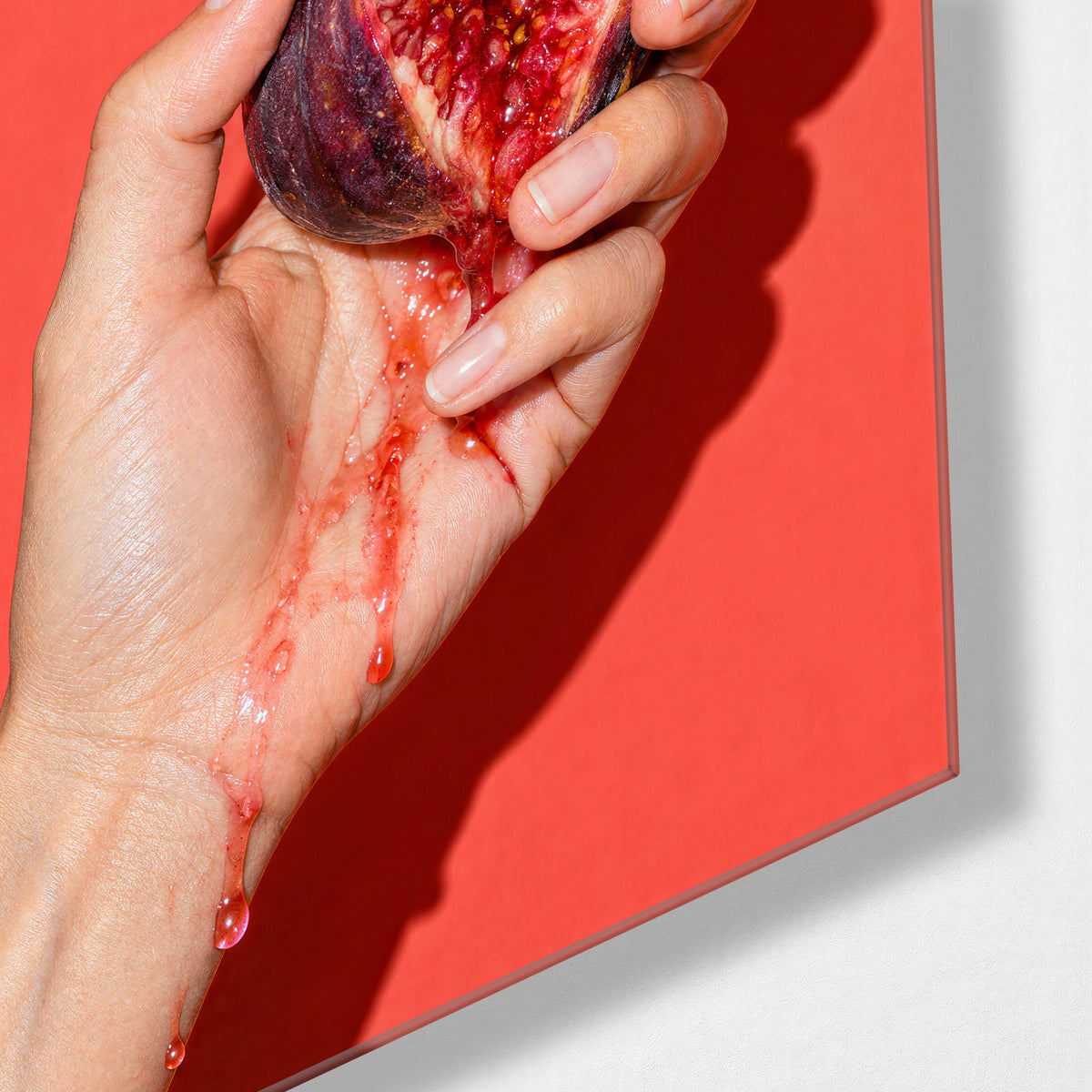 Split Open glass wall art, corner view