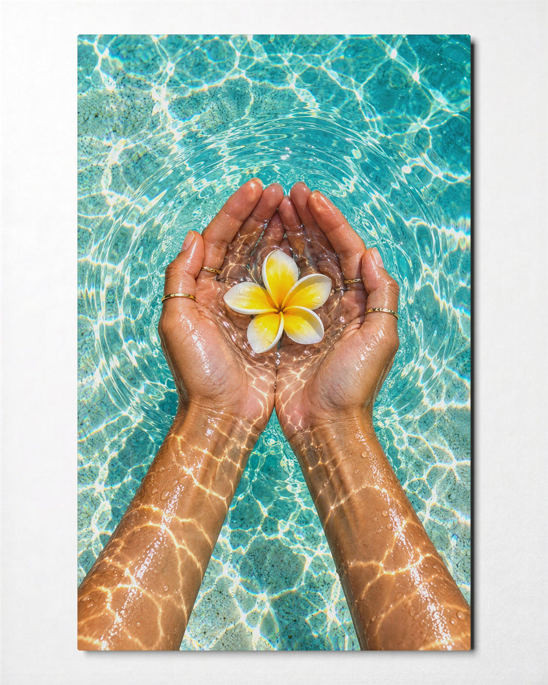 Offering of Petals glass wall art, front view