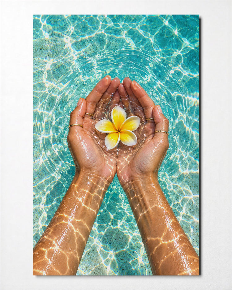 Offering of Petals glass wall art, front view