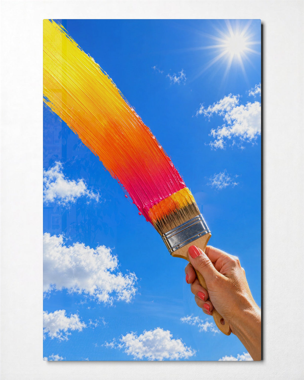 Brushstroke at Noon glass wall art, front view