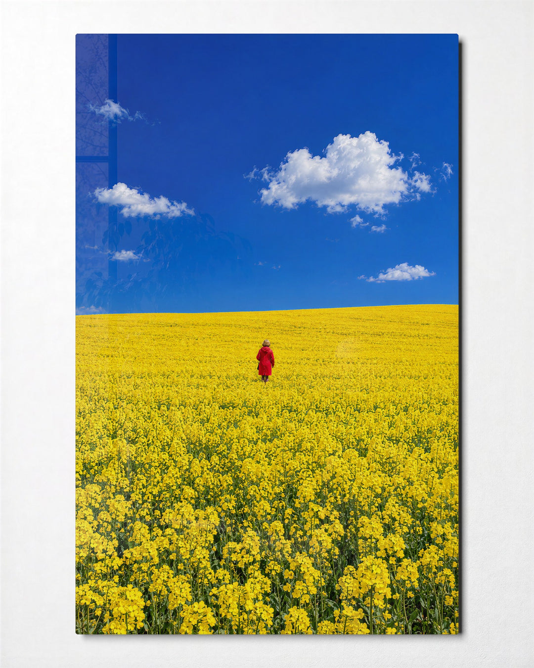Small Figure, Endless Blooms glass wall art, front view