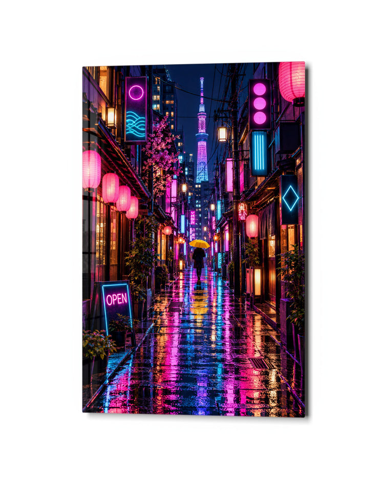 Umbrella at Alley's End glass wall art, studio view