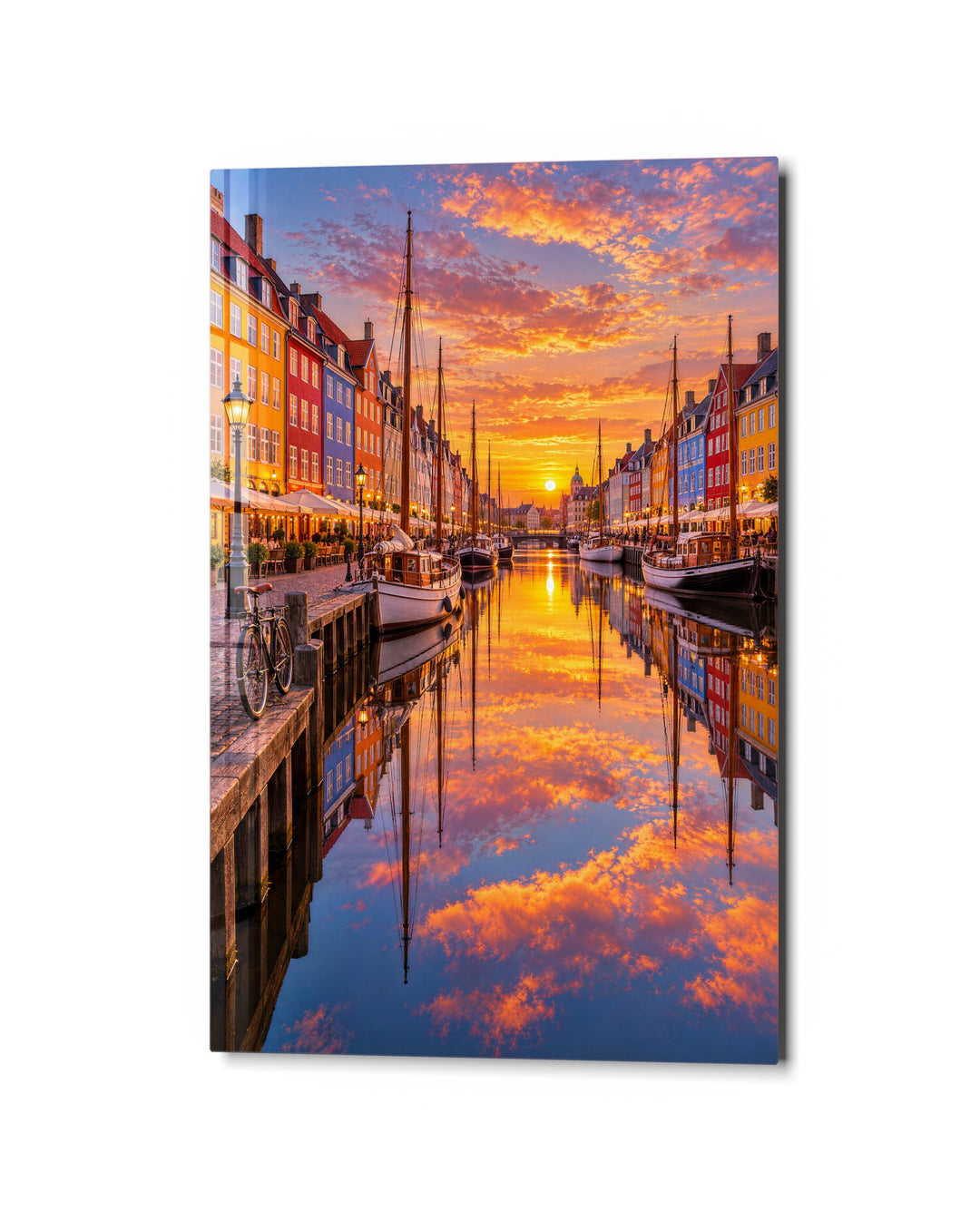 Harbor Lights, Painted Gables glass wall art, studio view