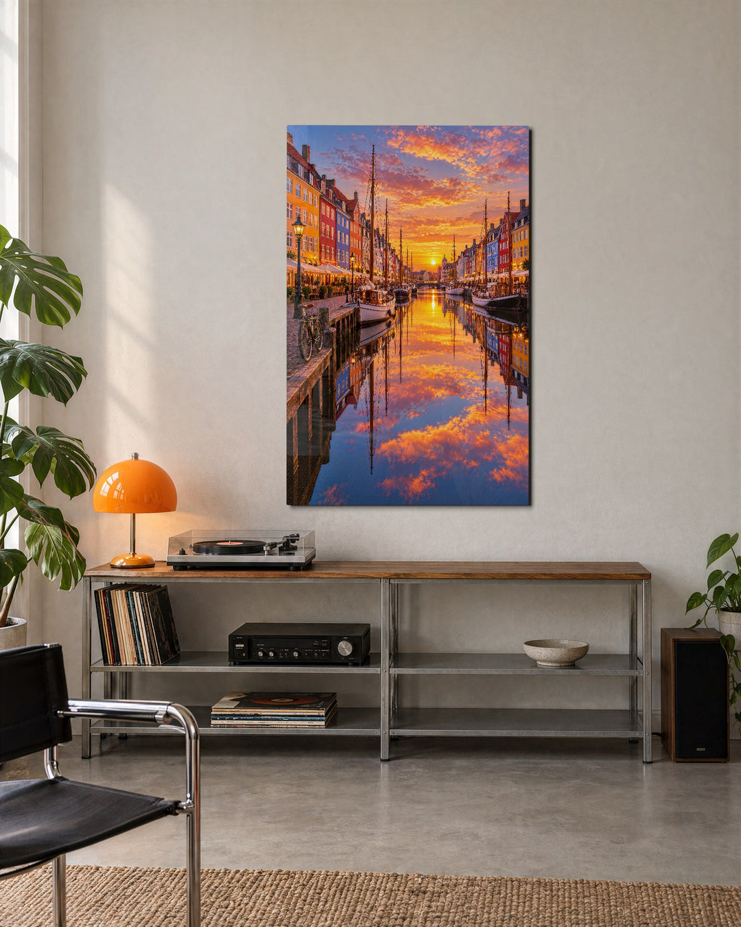 Harbor Lights, Painted Gables glass wall art, lifestyle view