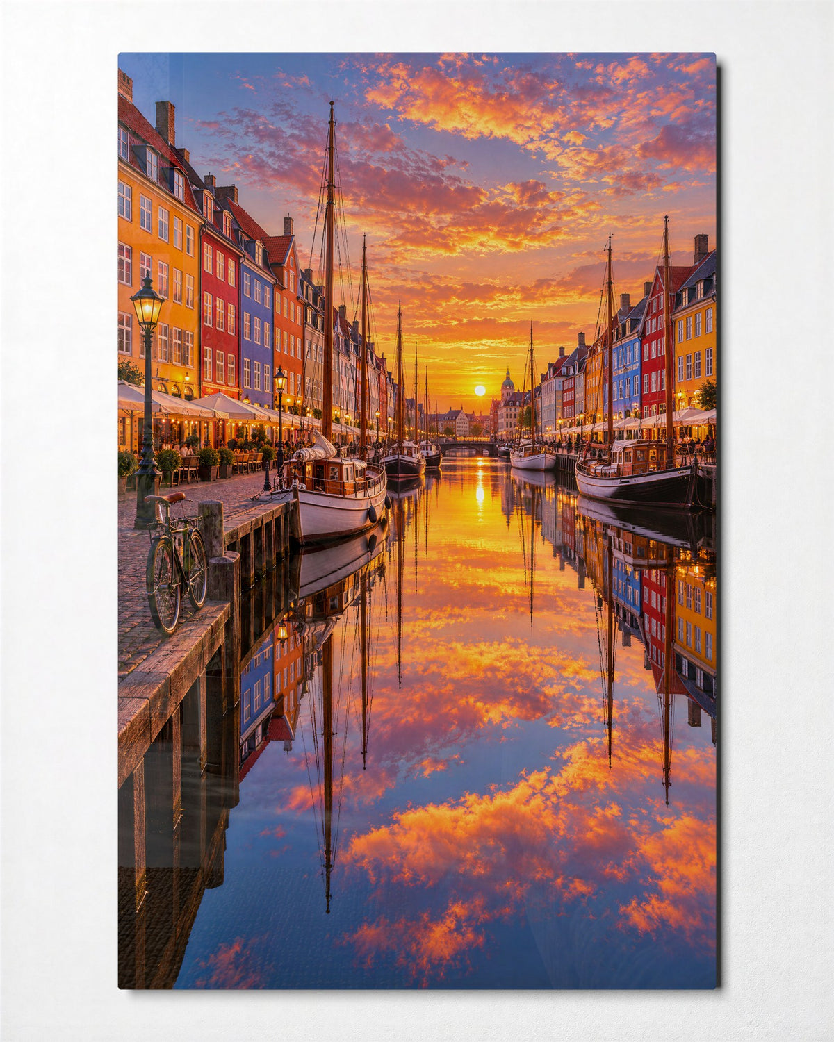 Harbor Lights, Painted Gables glass wall art, front view