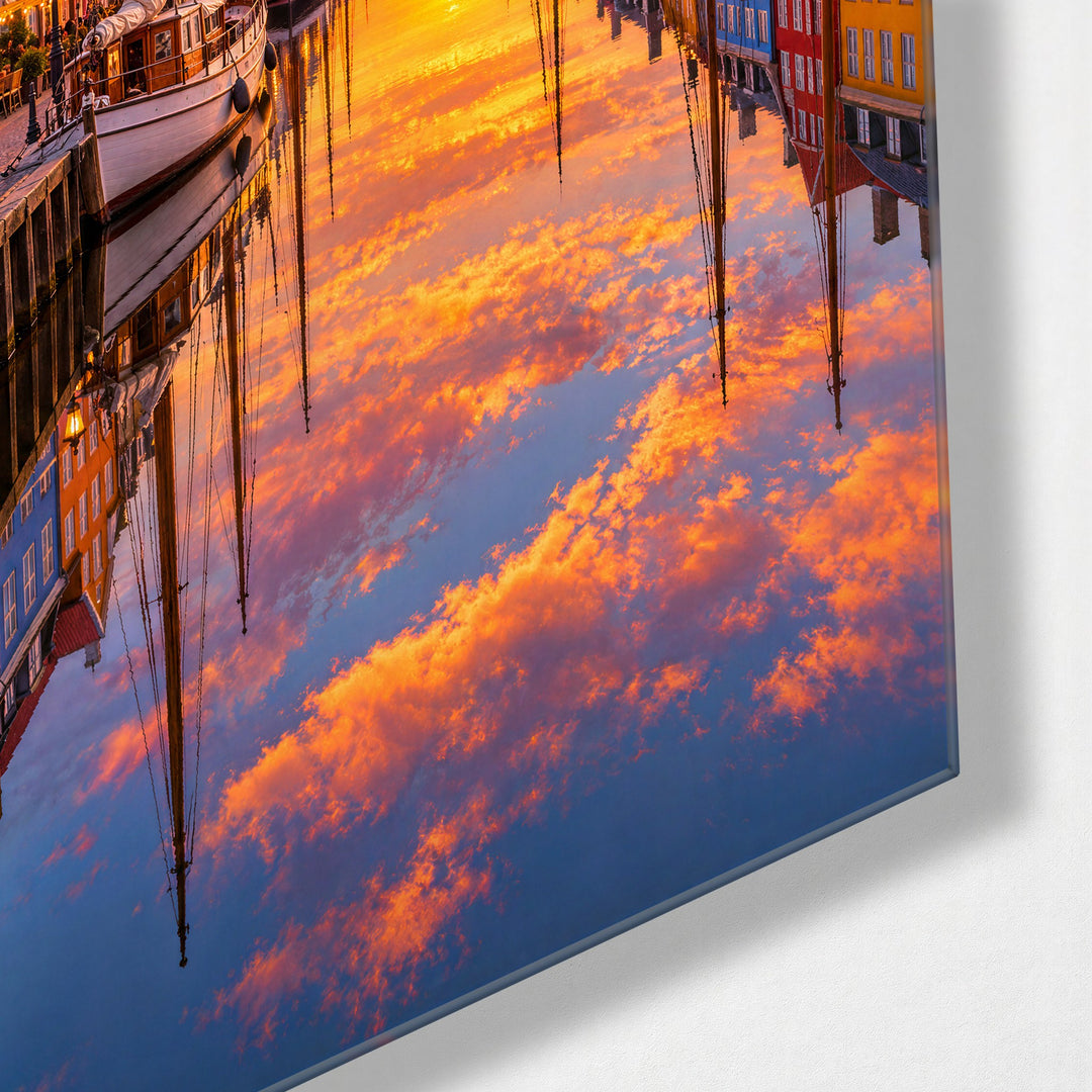 Harbor Lights, Painted Gables glass wall art, corner view