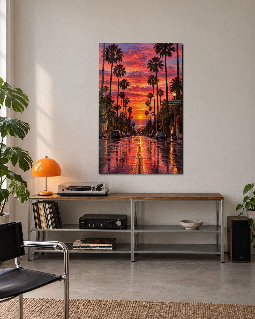 Straight to the Sea glass wall art, lifestyle view