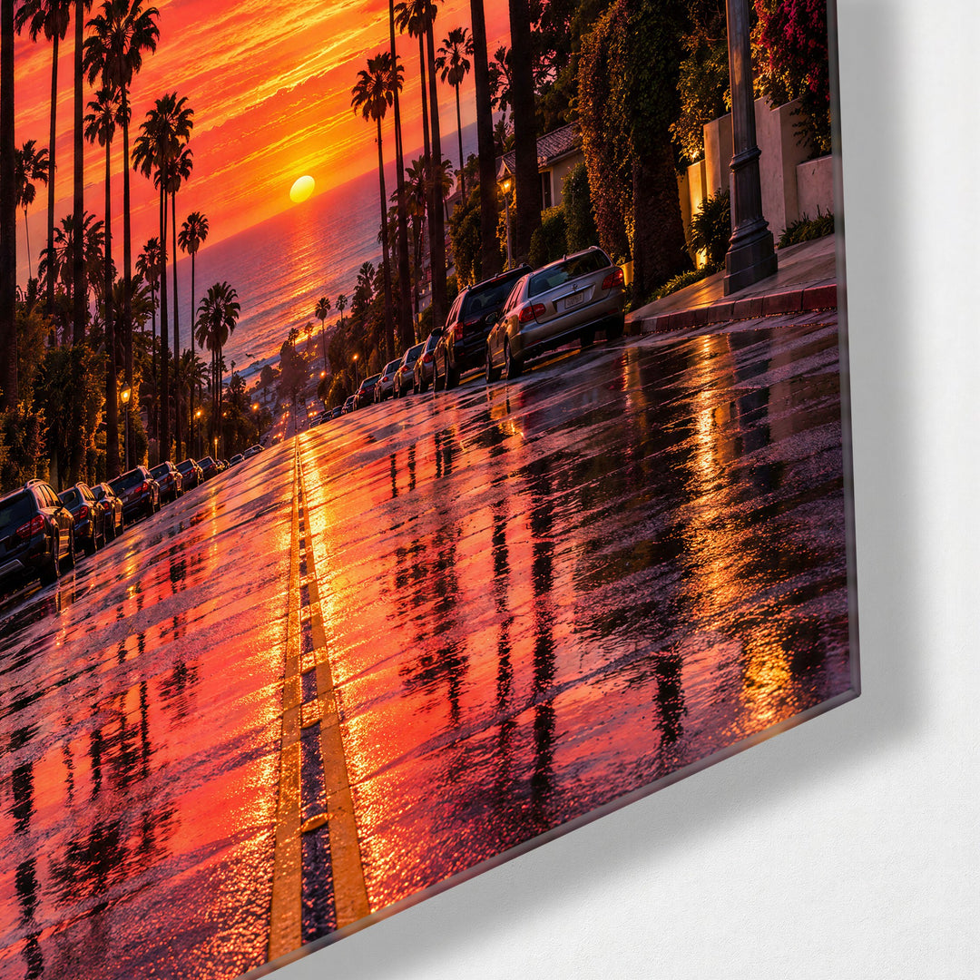 Straight to the Sea glass wall art, corner view