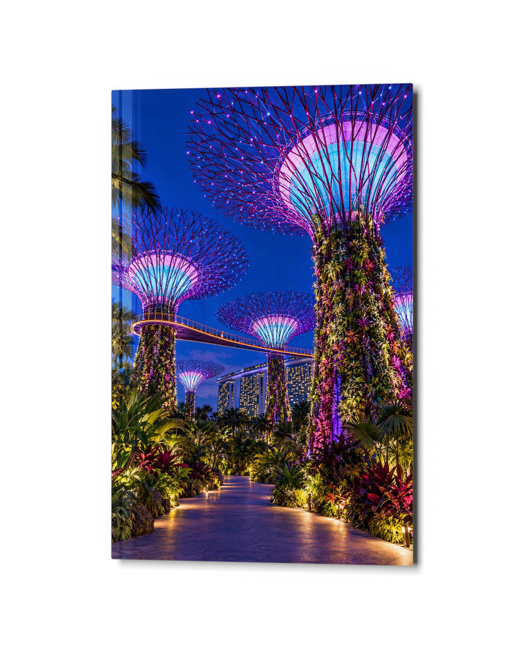 Violet Grove After Dark glass wall art, studio view