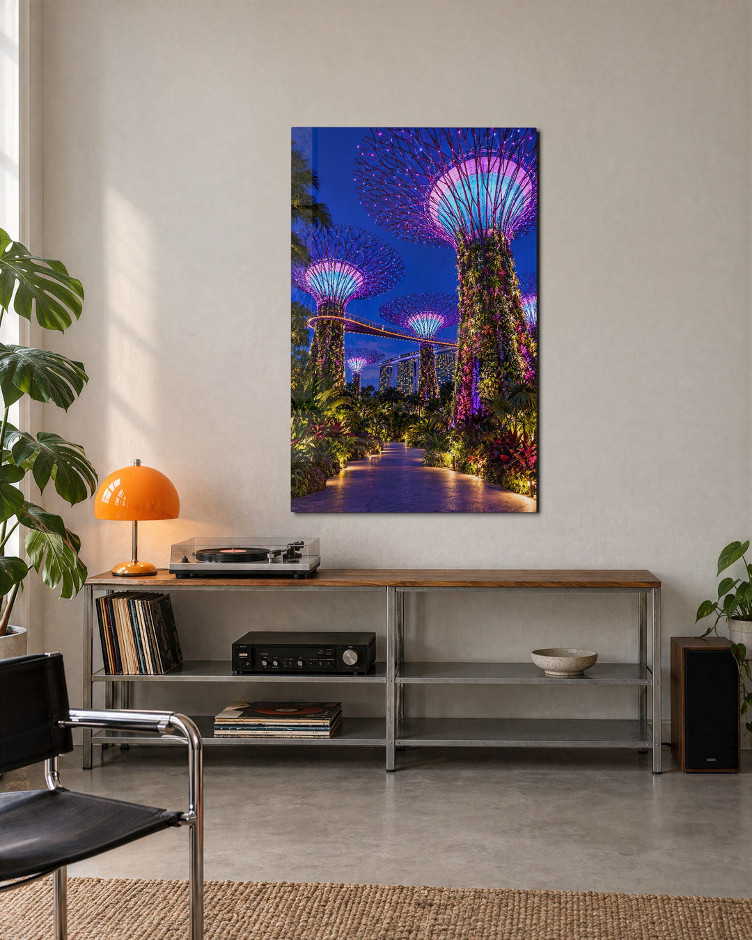 Violet Grove After Dark glass wall art, lifestyle view