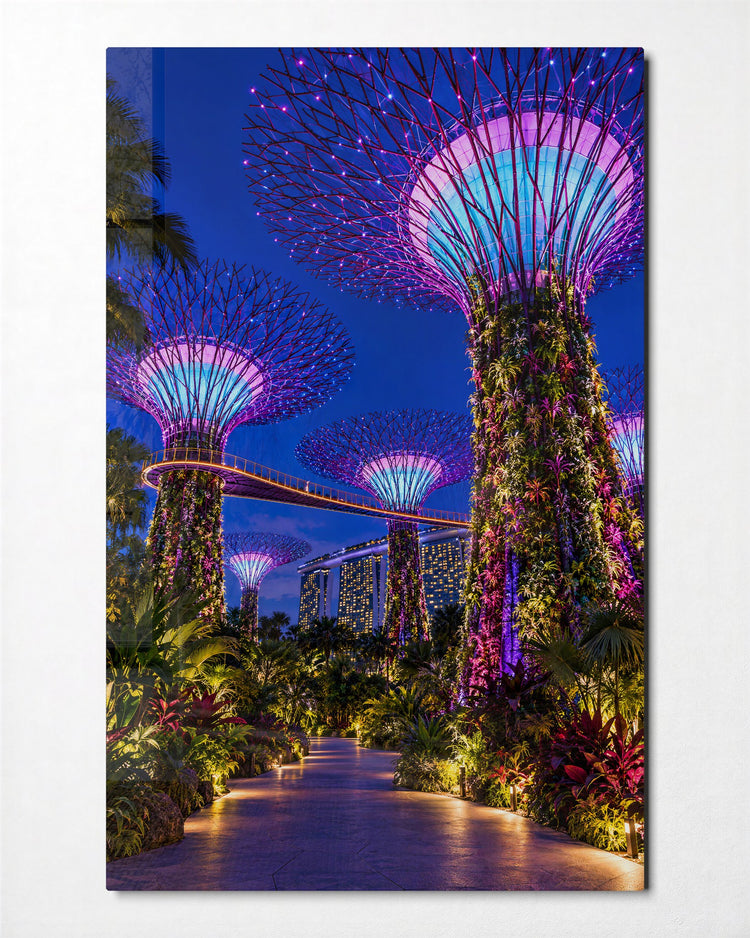 Violet Grove After Dark glass wall art, front view