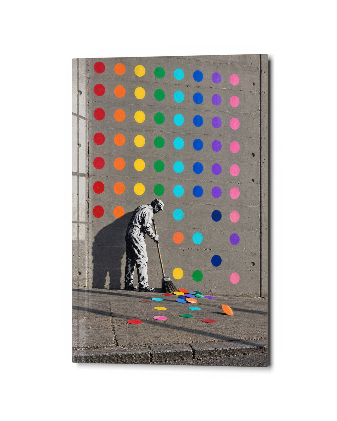 Dot Removal Service glass wall art, studio view