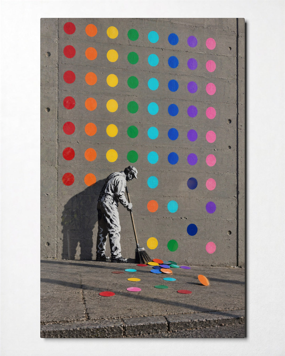 Dot Removal Service glass wall art, front view