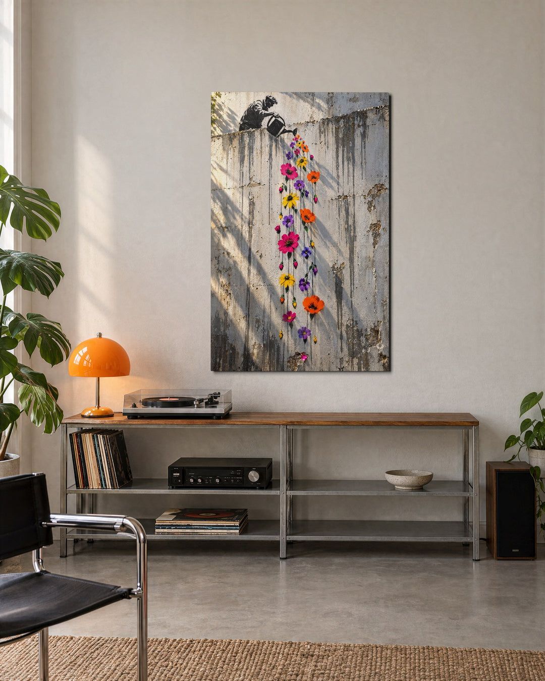 Gray Gets a Garden glass wall art, lifestyle view