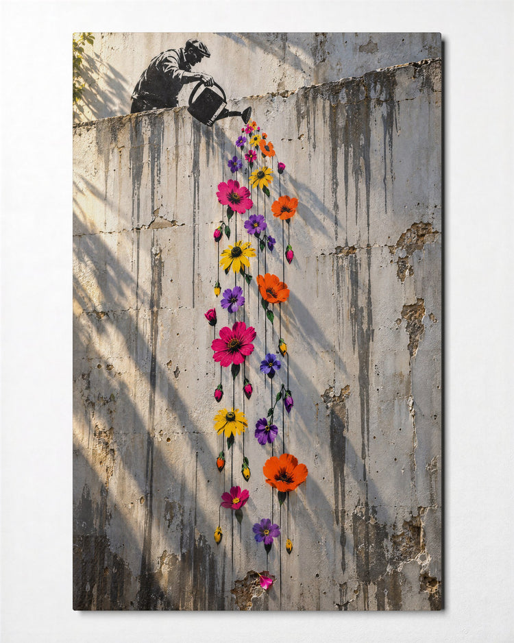 Gray Gets a Garden glass wall art, front view