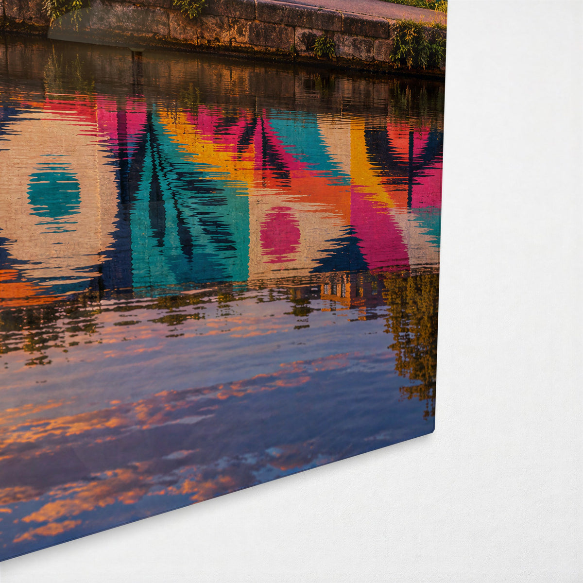 Mural Reading Greeting glass wall art, corner view