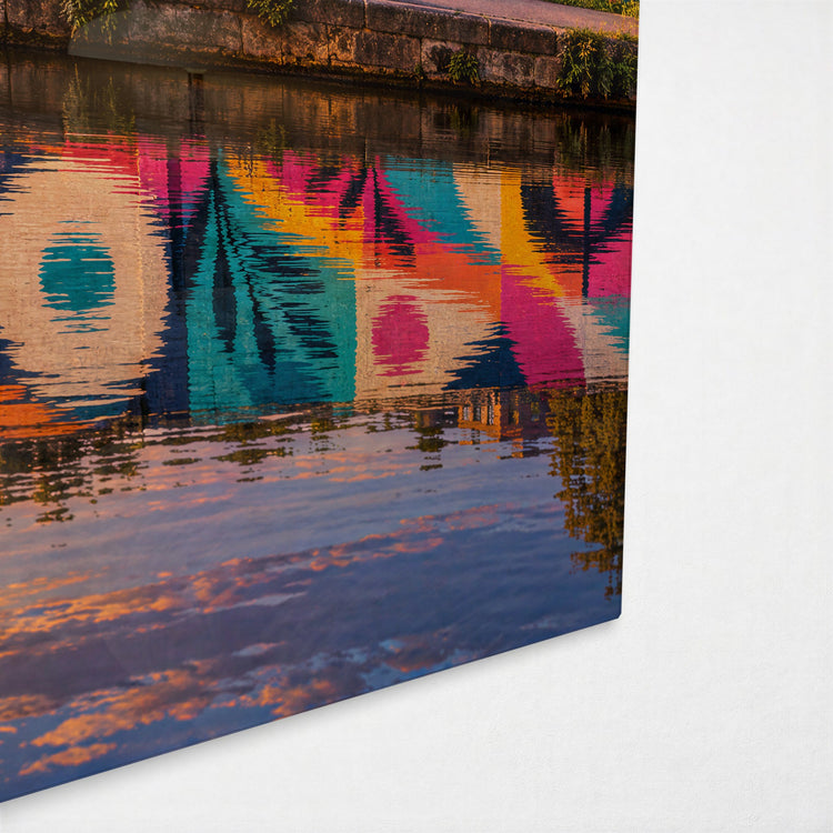 Mural Reading Greeting glass wall art, corner view