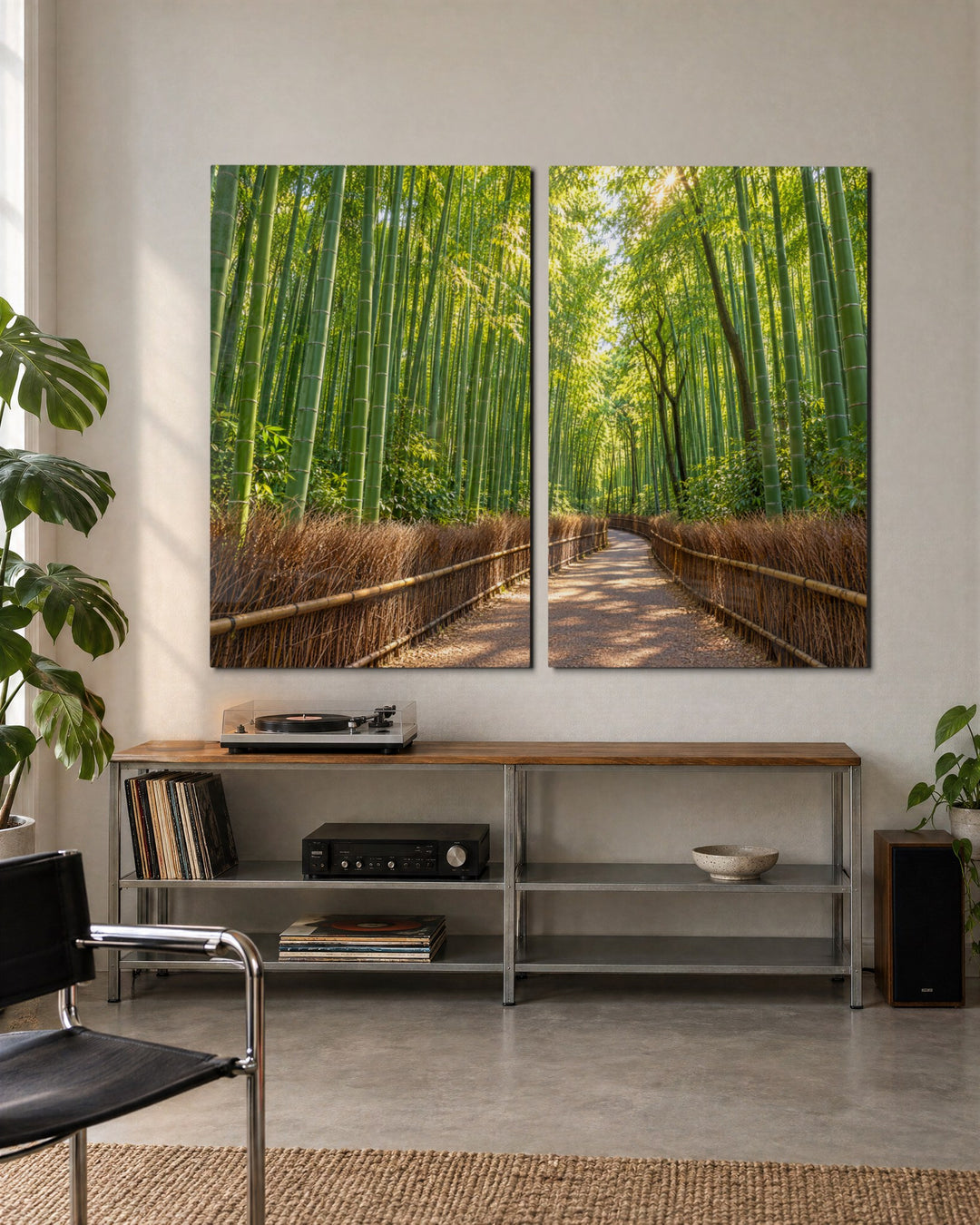 The Long Green Path glass wall art, set lifestyle view