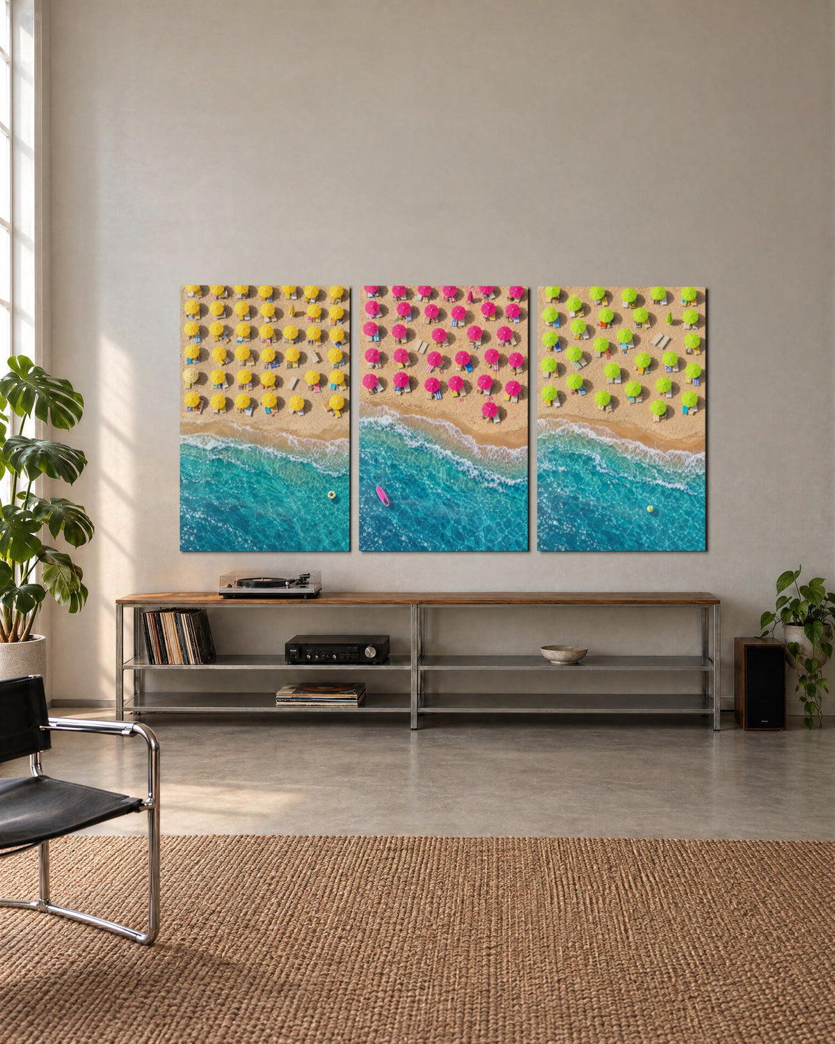 Shade in Three Colors glass wall art, set lifestyle view