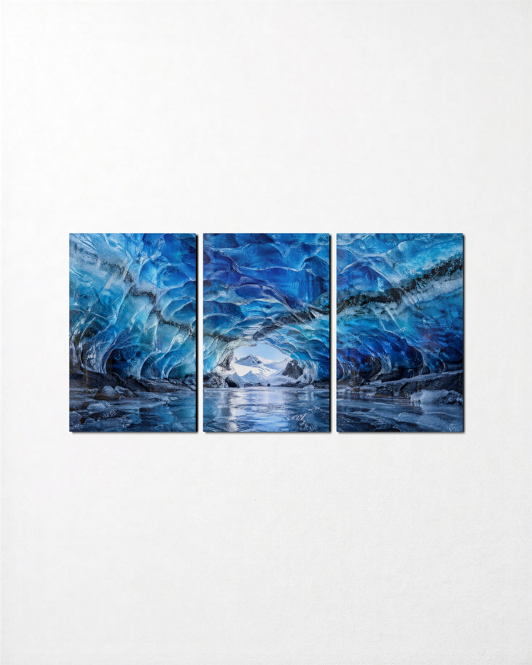 Inside a Glacier, Looking Out glass wall art, set front view