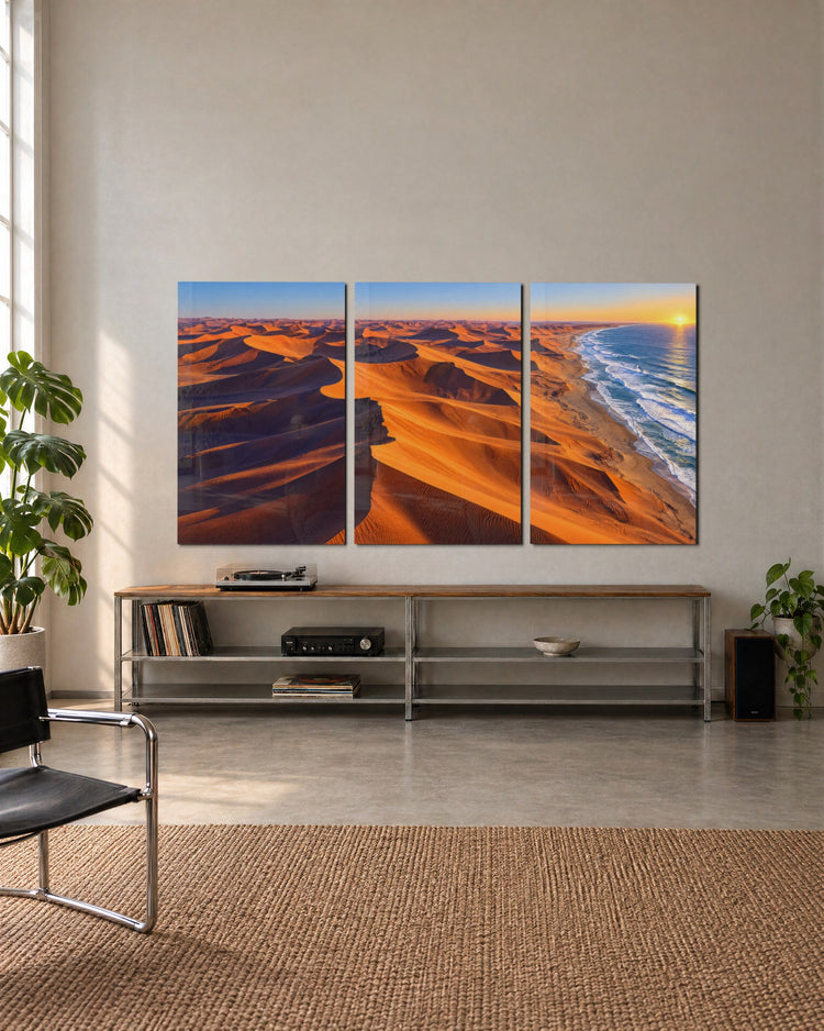 Desert Meets Surf glass wall art, set lifestyle view