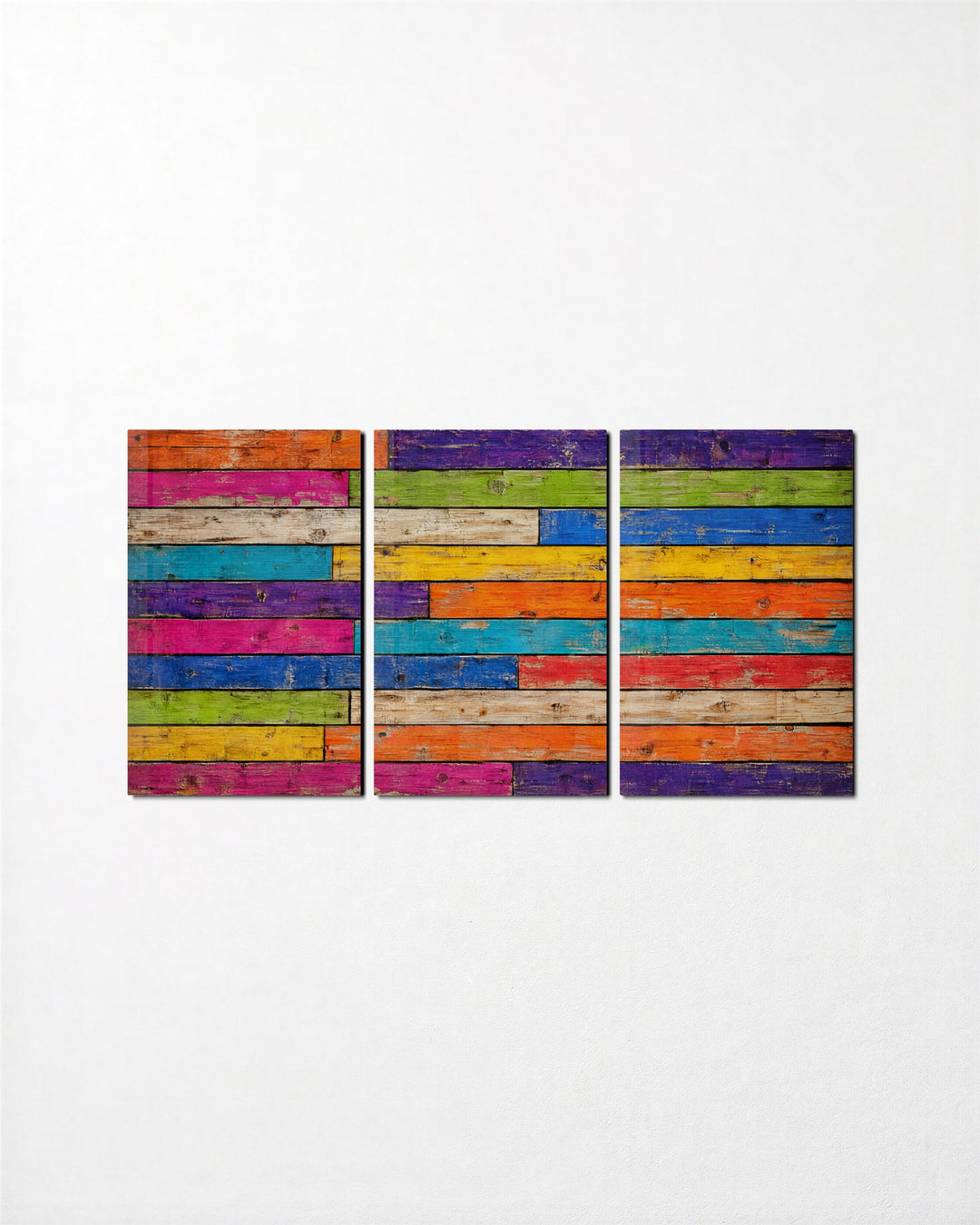 Boards in Every Color glass wall art, set front view