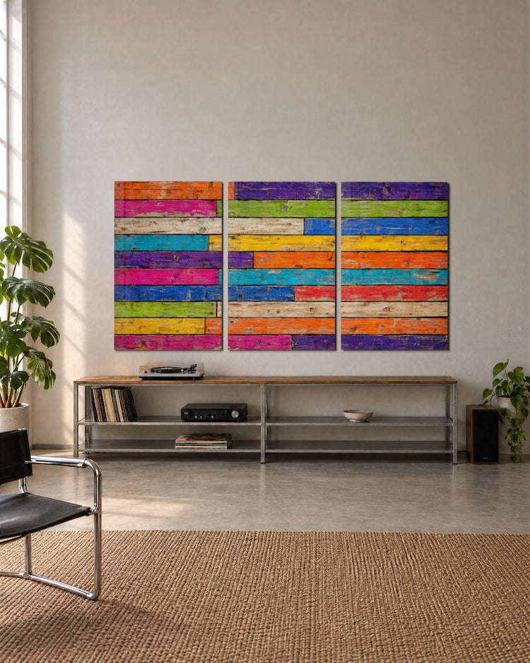 Boards in Every Color glass wall art, set lifestyle view